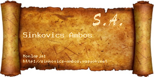 Sinkovics Ambos névjegykártya